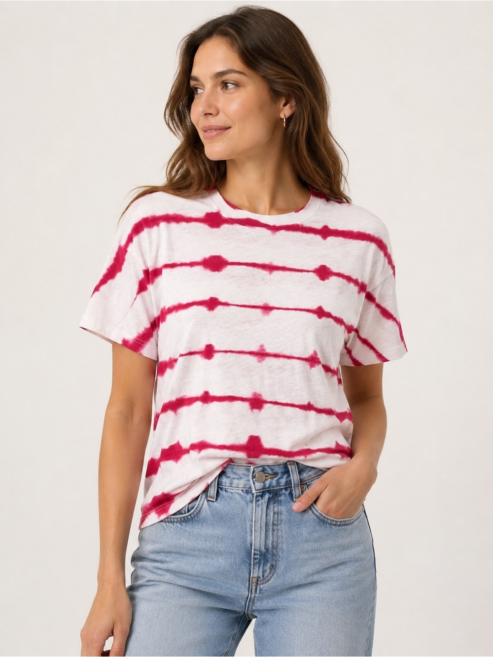 ATM Pink Tie Dye Slub Cotton Tee